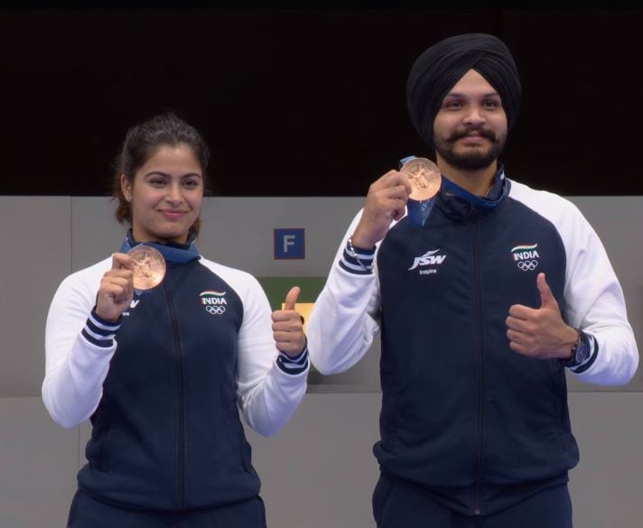 Manu Bhaker and Sarabjot Singh